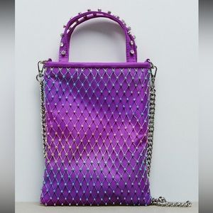 NWOT Zara Mini Bucket Bag Rainbow Crystals Crossbody 6195 810